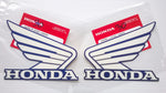 Honda Wing Fuel Tank Decal Wings Sticker 2 x 100mm WHITE & CANDY TAHITIAN BLUE 100% GENUINE