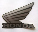 Honda Wings Fuel Tank Decal Wing Sticker 2 x 100mm SILVER & GUNPOWDER BLACK