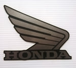 Honda Wings Fuel Tank Decal Wing Sticker 2 x 100mm SILVER & GUNPOWDER BLACK