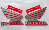 Honda Wing Fuel Tank Decal Wings Sticker 2 x 100mm SILVER & RED 100% GENUINE