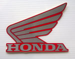 Honda Wing Fuel Tank Decal Wings Sticker 2 x 100mm SILVER & RED 100% GENUINE