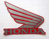 Honda Wing Fuel Tank Decal Wings Sticker 2 x 100mm SILVER & RED 100% GENUINE