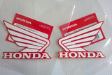 Honda Wing Fuel Tank Decal Wings Sticker 2 x 80mm WHITE & RED 100% GENUINE