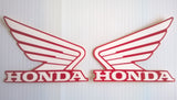 Honda Wing Fuel Tank Decal Wings Sticker 2 x 80mm WHITE & RED 100% GENUINE