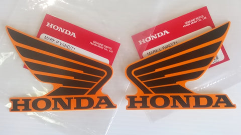 Honda REPSOL Wing Fuel Tank Decal Wings Sticker 2 x 90mm BLACK & ORANGE