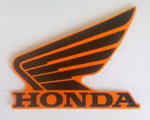 Honda REPSOL Wing Fuel Tank Decal Wings Sticker 2 x 90mm BLACK & ORANGE