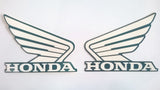 Honda Wing Fuel Tank Decal Wings Sticker 2 x 80mm  DARK METALLIC GREEN & WHITE 100% GENUINE