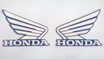 Honda Wing Fuel Tank Decal Wings Sticker 2 x 80mm  LIGHT METALLIC BLUE & WHITE 100% GENUINE