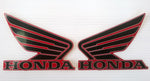 Honda Wing Fuel Tank Decal Wings Sticker 2 x 95mm BLACK ( Silver Outline )  & DARK RED 100% GENUINE