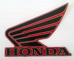 Honda Wing Fuel Tank Decal Wings Sticker 2 x 95mm BLACK ( Silver Outline )  & DARK RED 100% GENUINE