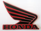 Honda Wing Fuel Tank Decal Wings Sticker 2 x 95mm BLACK ( Silver Outline )  & DARK RED 100% GENUINE