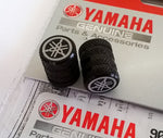 2 x Yamaha Tyre Wheel Dust Valve Caps KNURLED Tuning Fork - BLACK